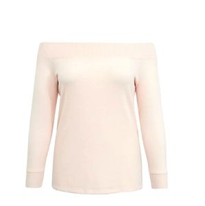 Super Soft Plush Light Pink Off Shoulder Sweatshir